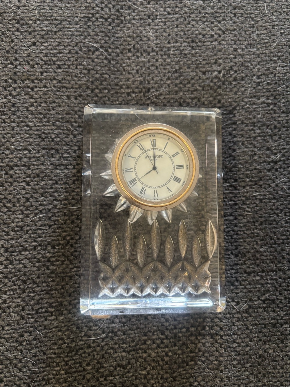 Vintage Waterford Lismore Crystal Desk Clock with Roman Numerals